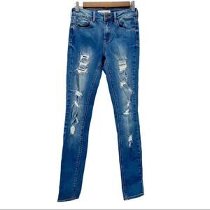Bullhead Denim Co Women Jeans 1 High‎ Rise Skinny Distressed Ripped Grunge Indie